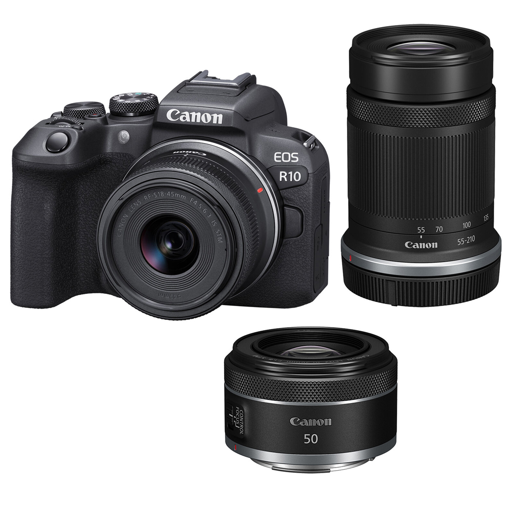 Canon EOS R10 18-45 55-210 50