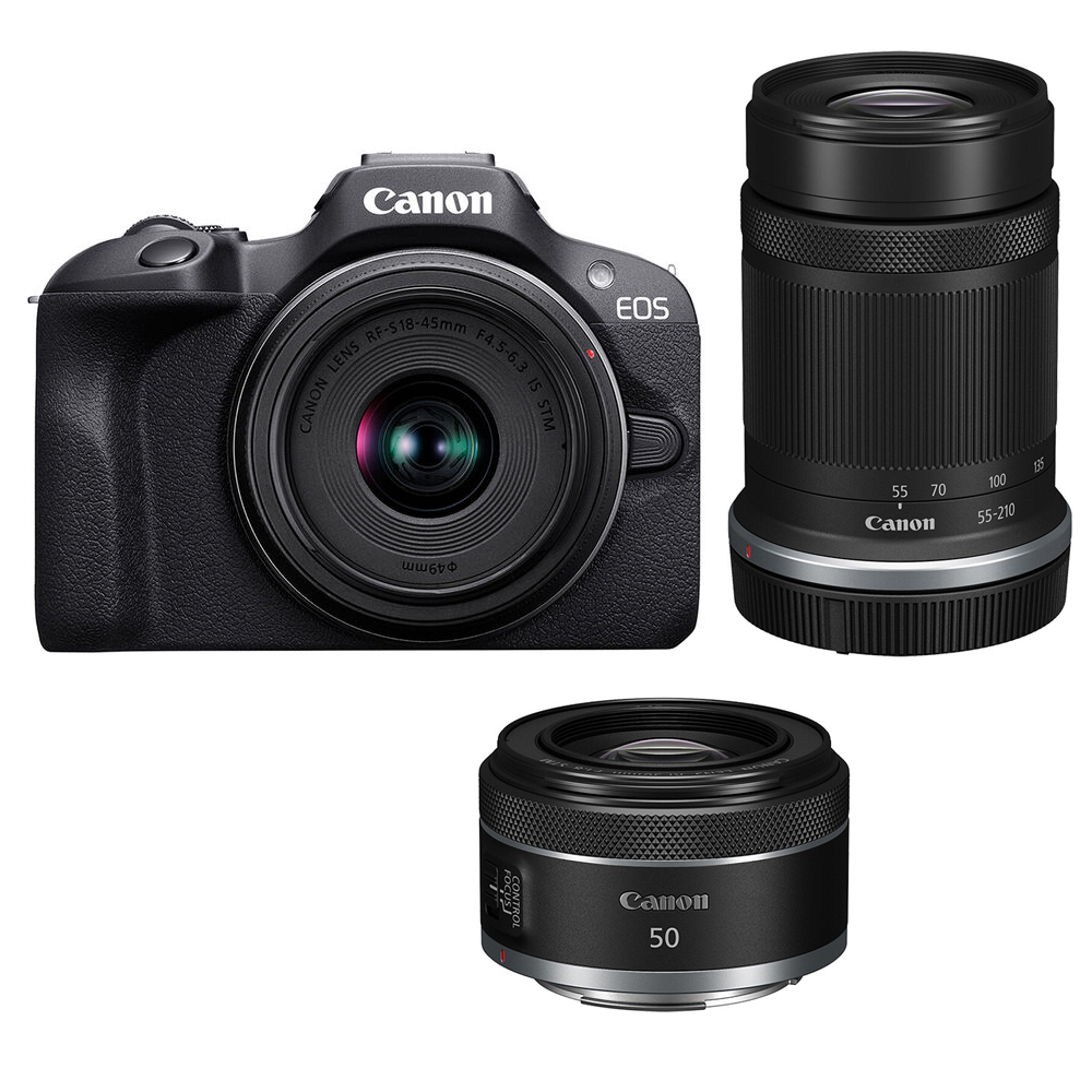 Canon EOS R100 18-45 55-210 50