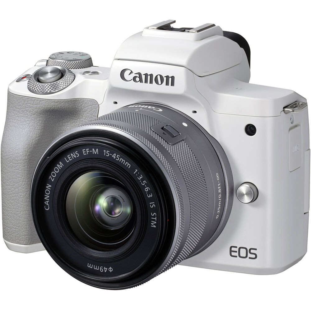 Canon EOS M50 Mark II Mirrorless Digital Camera with 15-45mm Lens (White) - 2 Year Warranty - Next Day Delivery