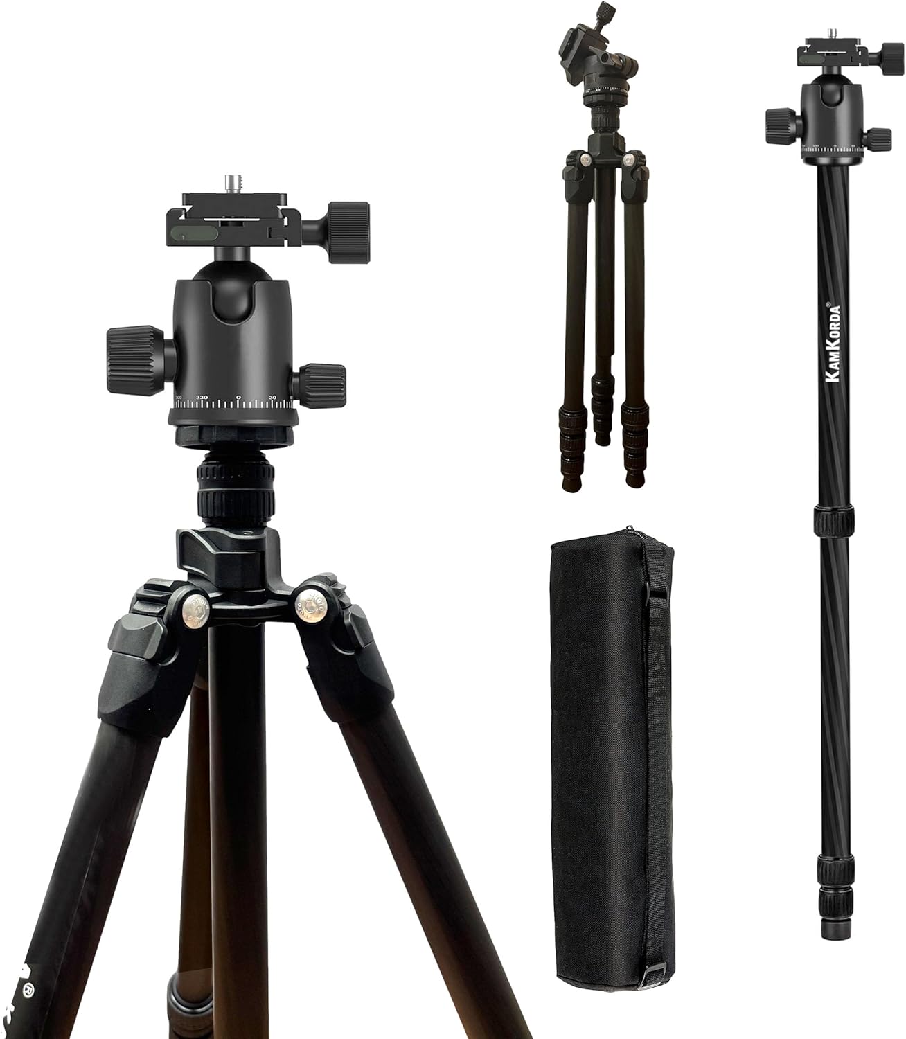 KamKorda Carbon Fiber Camera Tripod